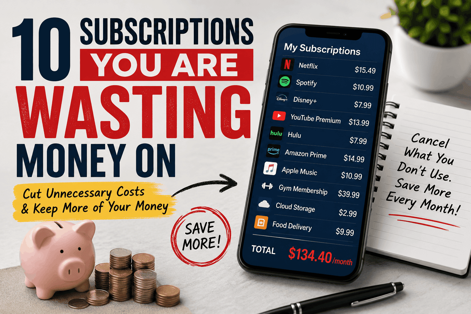 subscriptions wasting money